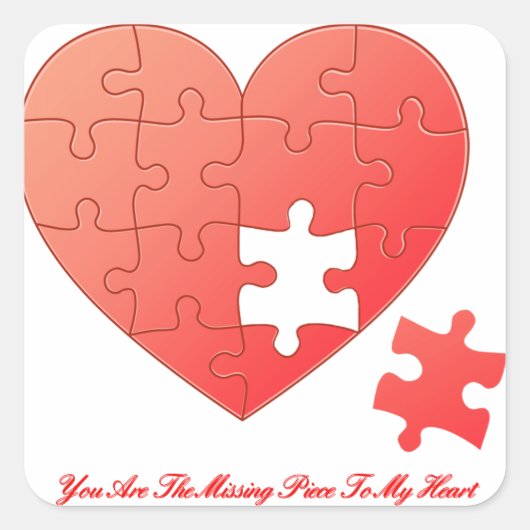 Puzzle Heart met ontbrekend stuk Vierkante Sticker (Voorkant)