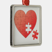 Puzzle Heart met stuk Metalen Ornament (Rechts)