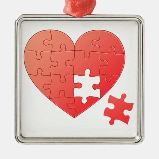 Puzzle Heart met stuk Metalen Ornament (Voorkant)