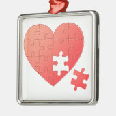 Puzzle Heart met stuk Metalen Ornament (Links)