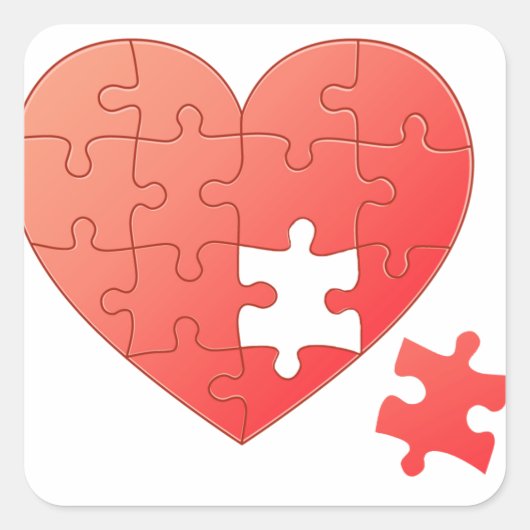 Puzzle Heart met stuk Vierkante Sticker (Voorkant)