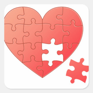 Puzzle Heart met stuk Vierkante Sticker