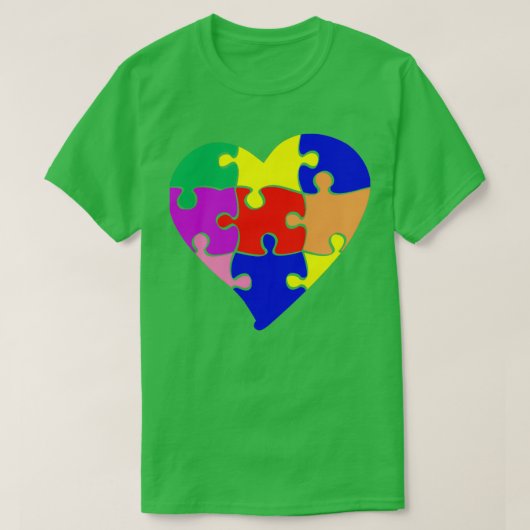 Puzzle Heart Shirt Colorful Autism Awareness Piece (Design voorkant)