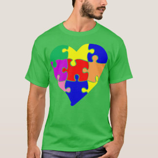Puzzle Heart Shirt Colorful Autism Awareness Piece