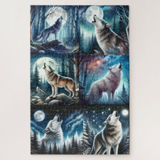 PUZZLE: Huilende Wolf 6-Panel Collage Legpuzzel