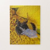 Puzzle Hummel auf Sonnenblumenblüte Legpuzzel (Verticaal)
