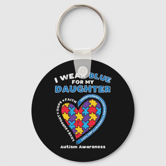 Puzzle I Draag Blue Daughter Autism Awareness Fami Sleutelhanger (Voorkant)
