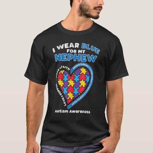 Puzzle I Draag Blue Nephew Autism Awareness Family T-shirt (Voorkant)