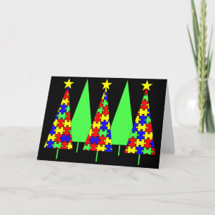 Puzzle kerstbomen - Autisme-bewustwording Feestdagen Kaart