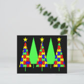Puzzle-kerstbomen - Autisme-bewustwording Feestdagenkaart (Staand voorkant)