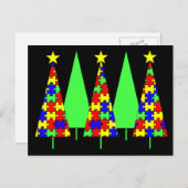 Puzzle-kerstbomen - Autisme-bewustwording Feestdagenkaart (Voorkant / Achterkant)