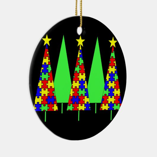 Puzzle kerstbomen - Autisme-bewustwording Keramisch Ornament (Rechts)