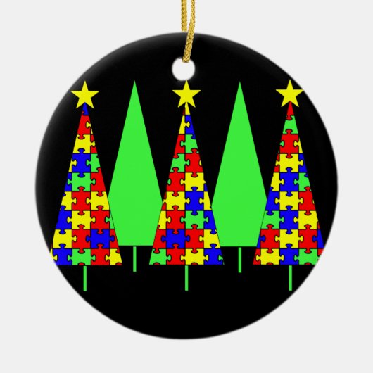 Puzzle kerstbomen - Autisme-bewustwording Keramisch Ornament (Voorkant)
