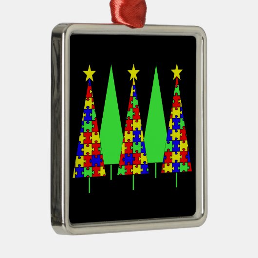 Puzzle kerstbomen - Autisme-bewustwording Metalen Ornament (Rechts)