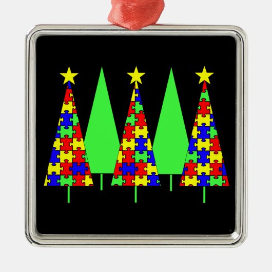Puzzle kerstbomen - Autisme-bewustwording Metalen Ornament (Voorkant)