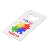 Puzzle Master Creditkaart Flessenopener (Voorkant Gekanteld)