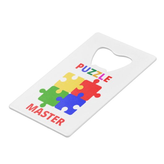 Puzzle Master Creditkaart Flessenopener (Voorkant Gekanteld)