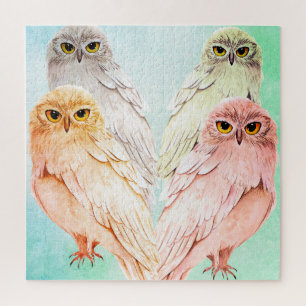 Puzzle met 4 verschillende uilen legpuzzel