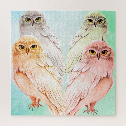 Puzzle met 4 verschillende uilen legpuzzel (Verticaal)