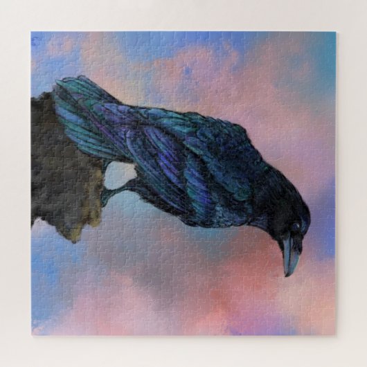 Puzzle met Big Black Common Raven op Sunset Legpuzzel (Horizontaal)