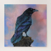 Puzzle met Big Black Common Raven op Sunset Legpuzzel (Verticaal)