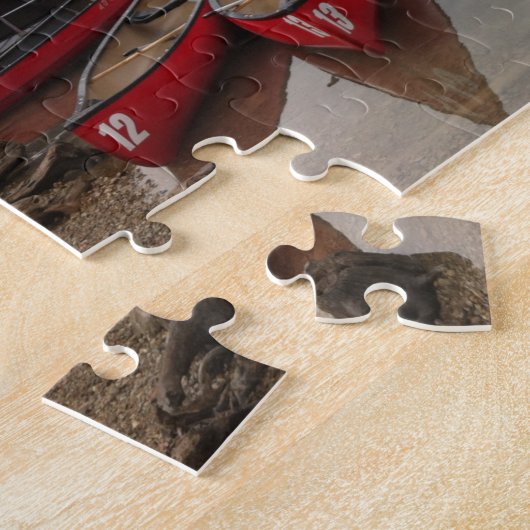 Puzzle met Canadese kano's op het meer Legpuzzel (Zijkant)
