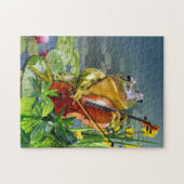 Puzzle met Funny Cello Paking Frog Legpuzzel (Horizontaal)
