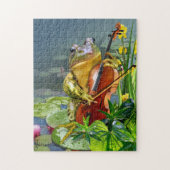 Puzzle met Funny Cello Paking Frog Legpuzzel (Verticaal)