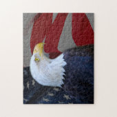 Puzzle met Gift Box/Bald Eagle met Amerikaanse vla Legpuzzel (Verticaal)