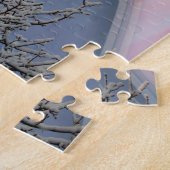 Puzzle met Gift Box/Church Steeple met roze Rose Legpuzzel (Zijkant)