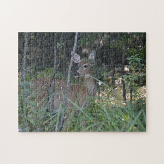 Puzzle met Gift Box/Doe in Bossen Legpuzzel (Horizontaal)