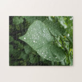 Puzzle met Green Leaf en Raindrops Legpuzzel (Horizontaal)