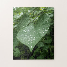 Puzzle met Green Leaf en Raindrops Legpuzzel