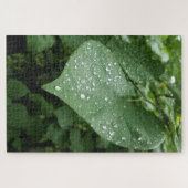 Puzzle met Green Leaf en Raindrops Legpuzzel (Horizontaal)