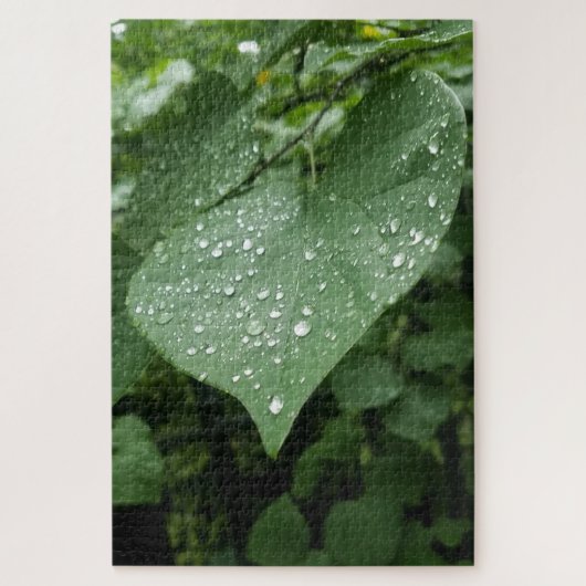 Puzzle met Green Leaf en Raindrops Legpuzzel (Verticaal)
