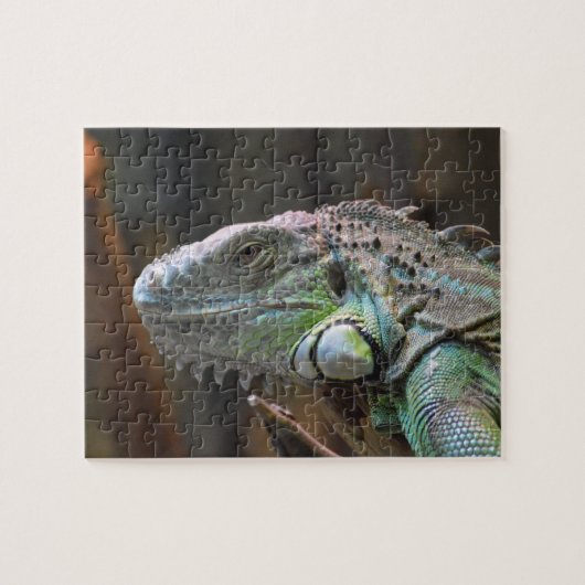 Puzzle met hoofd van de kleurrijke Iguana hagedis Legpuzzel (Horizontaal)
