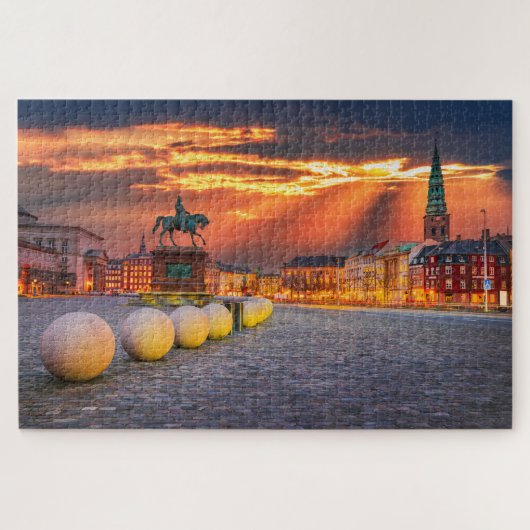 Puzzle met Kopenhagen sunset, Denemarken Legpuzzel (Horizontaal)