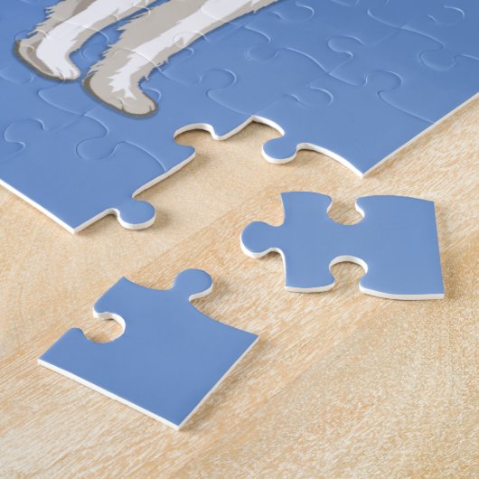 Puzzle met meisje dat een husky hond loopt. Aangep Legpuzzel (Zijkant)