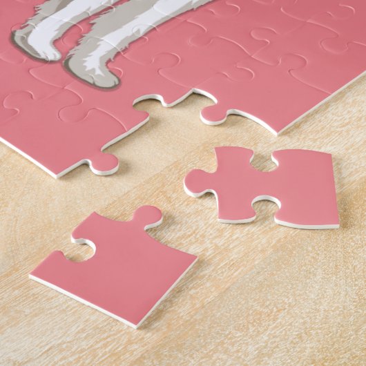 Puzzle met meisje dat een husky hond loopt. Aangep Legpuzzel (Zijkant)