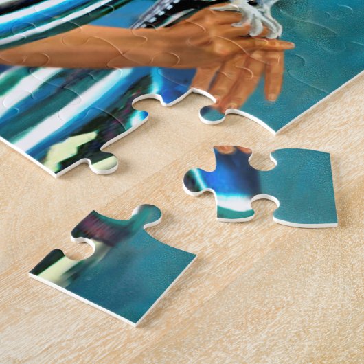 Puzzle met Native American Maiden en Falcon Legpuzzel (Zijkant)