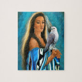 Puzzle met Native American Maiden en Falcon Legpuzzel (Verticaal)