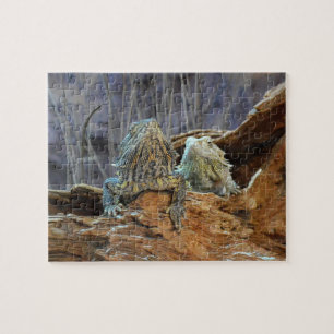 Puzzle met twee nieuwsgierige lizards legpuzzel