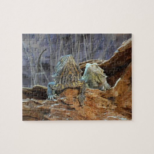 Puzzle met twee nieuwsgierige lizards legpuzzel (Horizontaal)