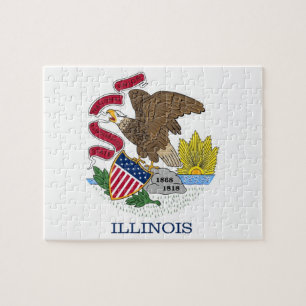Puzzle met vlag van de staat Illinois Legpuzzel