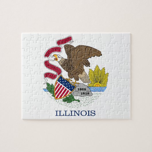Puzzle met vlag van de staat Illinois Legpuzzel (Horizontaal)
