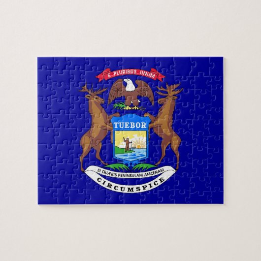 Puzzle met vlag van de staat Michigan Legpuzzel (Horizontaal)