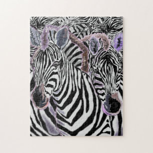 Puzzle met Zebras Hug - Schilderen Legpuzzel