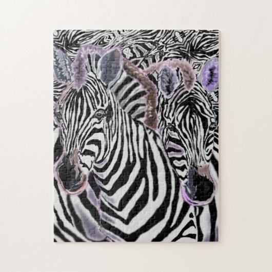 Puzzle met Zebras Hug - Schilderen Legpuzzel (Verticaal)
