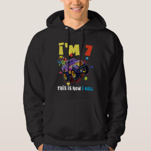 Puzzle Monster Truck Age 7 Born Autism Awareness Hoodie