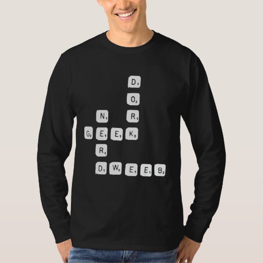Puzzle Nerd Geek Dork Dweeb Hard Letter Character T-shirt (Voorkant)